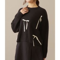 Lace Ladies/レースレディース Lace Ladies ソリッドカラー メニーリボン ラウンド ネック ニット プルオーバー/508142607