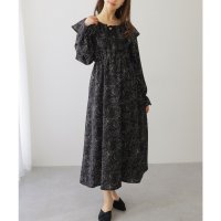 Lace Ladies/レースレディース Lace Ladies ボタニカル柄 ビッグカラー キャンディ袖 マキシ ワンピース/508142676