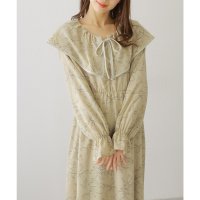 Lace Ladies/レースレディース Lace Ladies ボタニカル柄 ビッグカラー キャンディ袖 マキシ ワンピース/508142676