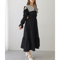 Lace Ladies/レースレディース Lace Ladies ビッグ レースカラー カットアウト マキシ ワンピース/508142679