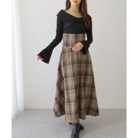 Lace Ladies/レースレディース Lace Ladies ツイスト カラー チェック柄 ドッキング ワンピース/508142680