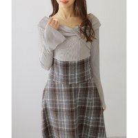 Lace Ladies/レースレディース Lace Ladies ツイスト カラー チェック柄 ドッキング ワンピース/508142680