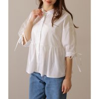 Lace Ladies/レースレディース Lace Ladies バンドカラー フロントボタン ペプラム 7分袖 ブラウス/508142683