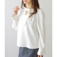 Lace Ladies/レースレディース Lace Ladies スタンドカラー パフスリーブ風 タイ付き 長袖 ブラウス/508142695
