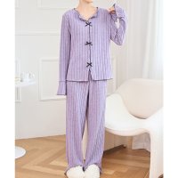 Lace Ladies/レースレディース Lace Ladies パイピング リボン付き リブ パジャマ ルームウェア/508142705