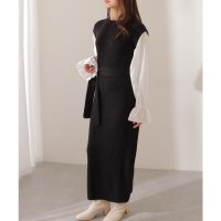 Lace Ladies/レースレディース Lace Ladies ベルト付き キャンディ袖 ドッキング ニット ワンピース/508142732