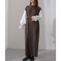 Lace Ladies/レースレディース Lace Ladies ベルト付き キャンディ袖 ドッキング ニット ワンピース/508142732