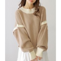 Lace Ladies/レースレディース Lace Ladies 配色 ライン サイド スリット ニット プルオーバー/508142738