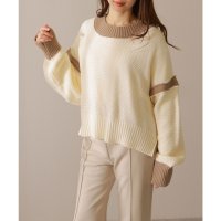 Lace Ladies/レースレディース Lace Ladies 配色 ライン サイド スリット ニット プルオーバー/508142738
