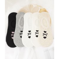 Lace Ladies/レースレディース Lace Ladies 【5足セット】ソリッドカラー リボン ハート カバー ソックス/508142770
