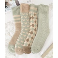 Lace Ladies/レースレディース Lace Ladies 【4足セット】バラエティ デザイン クルー ニット ソックス/508142774