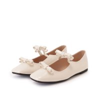 Lace Ladies/レースレディース Lace Ladies スクエアトゥ レザー調 ダブル リボン フラット パンプス/508142782