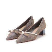 Lace Ladies/レースレディース Lace Ladies パール リボン ミドル ヒール パンプス/508142807