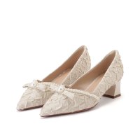 Lace Ladies/レースレディース Lace Ladies パール リボン ミドル ヒール パンプス/508142807