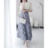 Classical Elf/クラシカルエルフ Classical Elf 【mily bilet】センス溢れるデザイン。肩開きプリーツブラウスドッキングチェックワンピース/508142958