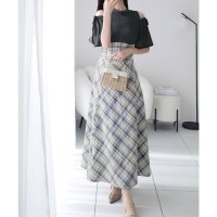 Classical Elf/クラシカルエルフ Classical Elf 【mily bilet】センス溢れるデザイン。肩開きプリーツブラウスドッキングチェックワンピース/508142958