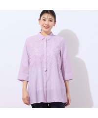 MISSEL/【人気アイテム・洗える】サークル刺繍 ワッシャーストライプシャツ/508143644