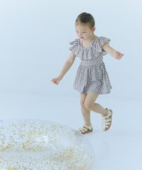 green label relaxing （Kids）/GLR ギンガム ラッフル ワンピース/ 水着/ キッズ 100cm－130cm/508143676