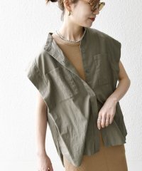 SHIPS any WOMEN/SHIPS any:〈洗濯機可能〉リネン コットン バンドカラー フレンチスリーブ ポケット シャツ/508144011