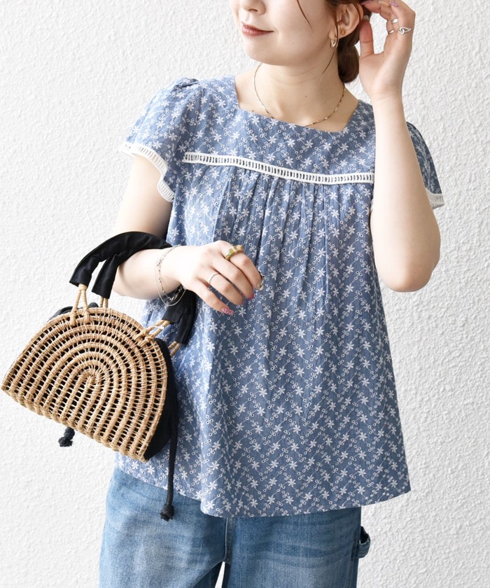 【シップス　ウィメン】〈手洗い可能〉Broche スクエア レース 2WAY ブラウス SHIPS｜<手洗い可能>Broche スクエア レース 2WAY ブラウス