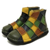 ESTACION/エスタシオン Estacion メンズ・Estacion～エスタシオン～・ダイヤ柄パッチワークデザイン本革ショートブーツ【tme806】/508144136
