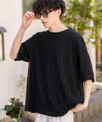 ロッキーモンロー Rocky Monroe アンサンブル Tシャツ 半袖 メンズ レディース カットソー 透かし編み レース シアー 白T 無地 オーバーサイズ