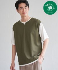 ikka/【接触冷感／吸水速乾】ヘリンボンキーネックフェイクベストTシャツ【親子おそろい】/508013533