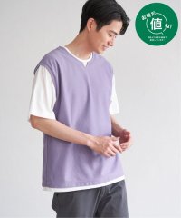 ikka/【接触冷感／吸水速乾】ヘリンボンキーネックフェイクベストTシャツ【親子おそろい】/508013533