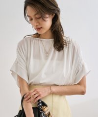 ROPE'/クリア天竺ギャザー半袖プルオーバー【洗える/お仕事服】/508122088