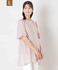 TO BE CHIC(L SIZE)/【L】カラミストライプ チュニックブラウス/508129829