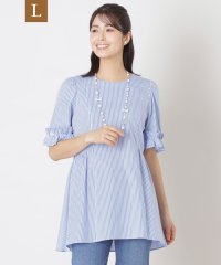 TO BE CHIC(L SIZE)/【L】カラミストライプ チュニックブラウス/508129829