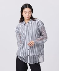 EVEX by KRIZIA/【カタログ掲載品】【ウォッシャブル】シアーコンビストライプロングシャツ/508132698