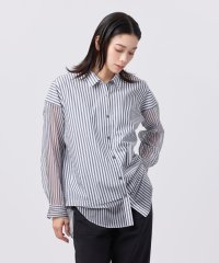 エヴェックス バイ クリツィア　Lサイズ/【L】【カタログ掲載品】【ウォッシャブル】シアーコンビストライプロングシャツ/508132718