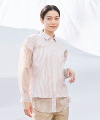 エヴェックス バイ クリツィア　Lサイズ/【L】【カタログ掲載品】【ウォッシャブル】シアーコンビストライプロングシャツ/508132718