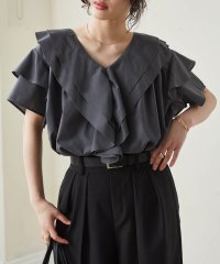 Ranan/ラナン RANAN ビッグカラーフリルハーフスリーブブラウス/508134531
