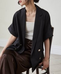 Ranan/ラナン RANAN 麻調ダブルボタンハーフスリーブジャケット/508134533