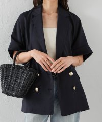Ranan/ラナン RANAN 麻調ダブルボタンハーフスリーブジャケット/508134533