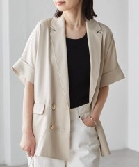 Ranan/ラナン RANAN 麻調ダブルボタンハーフスリーブジャケット/508134533