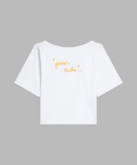 agnes b. FEMME/プリント オーガニックコットン ボートネック 5分袖Tシャツ "good vibes/ bad vibes"/508140221