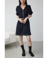 AZUL by moussy/フロントジップ半袖デニムワンピース/508141966