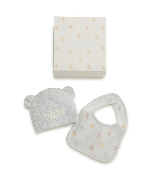 限定カラーあり】【BABY】ベアニットキャップ&スタイ2点セット