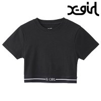X-girl/エックスガール X－girl LOGO AND STRIPE CROPPED S/S TOP BLACK ブラック 黒 [105252013025]/508145219