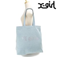 X-girl/エックスガール X－girl RHINESTONE STARDUST LOGO TOTE BAG LtINDIGO ライトインディゴ [105252053001/508145222