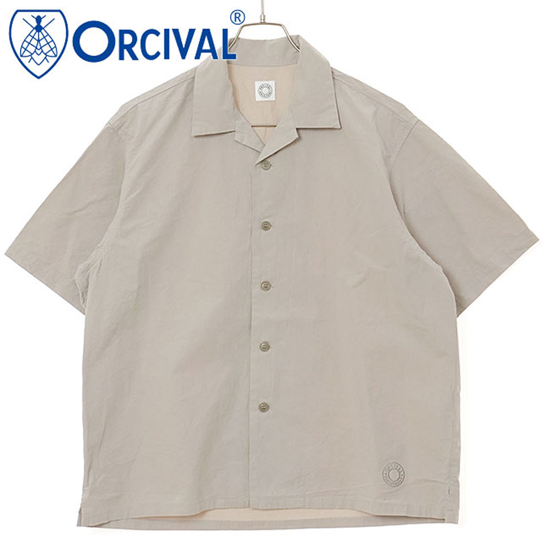 オーシバル ORCIVAL OPEN COLLAR SHORT SLEEVE SHIRT GREIGE [OR
