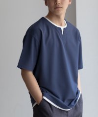 MAC HOUSE/マックハウス Mac－House NAVY 接触冷感 キーネックフェイクレイヤードTシャツ/508145325
