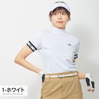TopIsm/トップイズム TopIsm ゴルフウェア レディース モックネック gs GOLF ポロシャツ ハイネック 半袖 ストレッチ 袖ロゴリブ トップス 刺繍 無地 /508146170