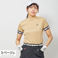 TopIsm/トップイズム TopIsm ゴルフウェア レディース モックネック gs GOLF ポロシャツ ハイネック 半袖 ストレッチ 袖ロゴリブ トップス 刺繍 無地 /508146170