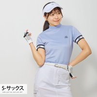 TopIsm/トップイズム TopIsm ゴルフウェア レディース モックネック gs GOLF ポロシャツ ハイネック 半袖 ストレッチ 袖ロゴリブ トップス 刺繍 無地 /508146170