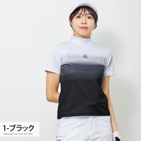 TopIsm/トップイズム TopIsm ゴルフウェア レディース モックネック gs GOLF ポロシャツ ハイネック 半袖 ストレッチ グラデーショントップス 無地 おし/508146178