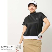 TopIsm/トップイズム TopIsm ゴルフウェア レディース モックネック gs GOLF ポロシャツ ハイネック フレンチスリーブ半袖 ストレッチ トップス 無地 お/508146179